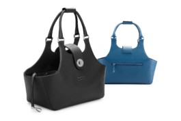 Photo of two Cyriano Dogwear Outfit Bags, in black and blue over white background. Photography, Branding & Identity.