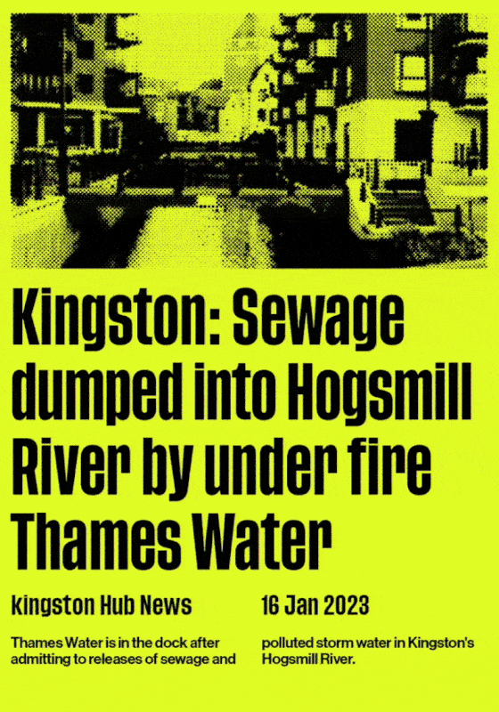 Pressing News Clips of devastating UK Rivers. GIF animation with vibrant colours